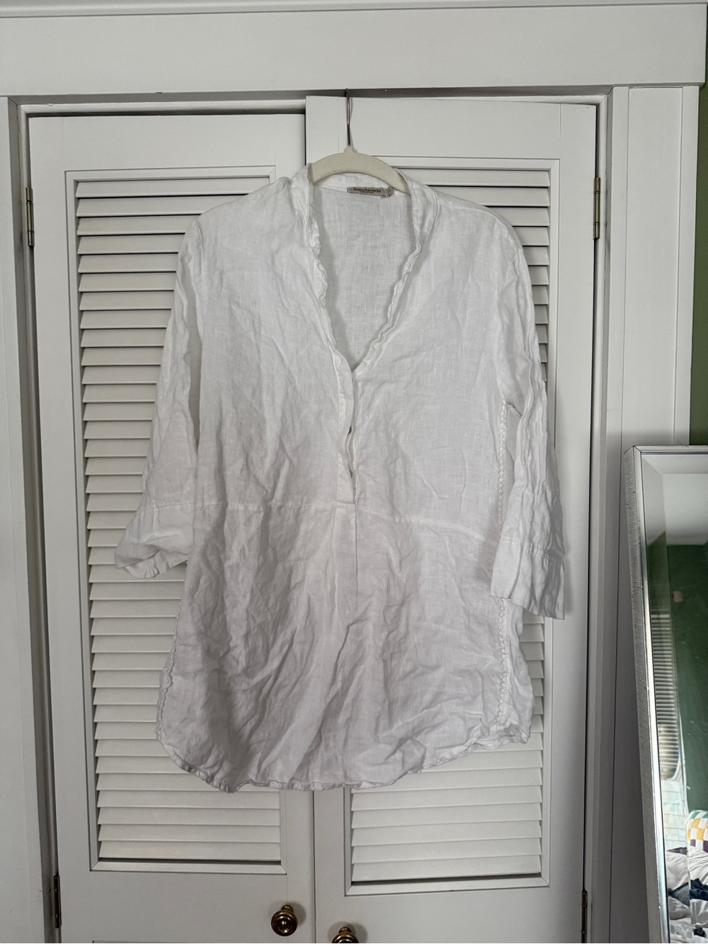 Made in Italy White Linen Quarter Sleeve Shirt